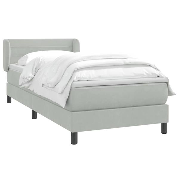 Boxspringbett mit Matratze Hellgrau 80x220 cm Samt