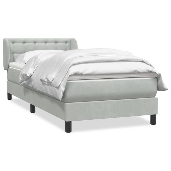 Boxspringbett mit Matratze Hellgrau 80x220 cm Samt