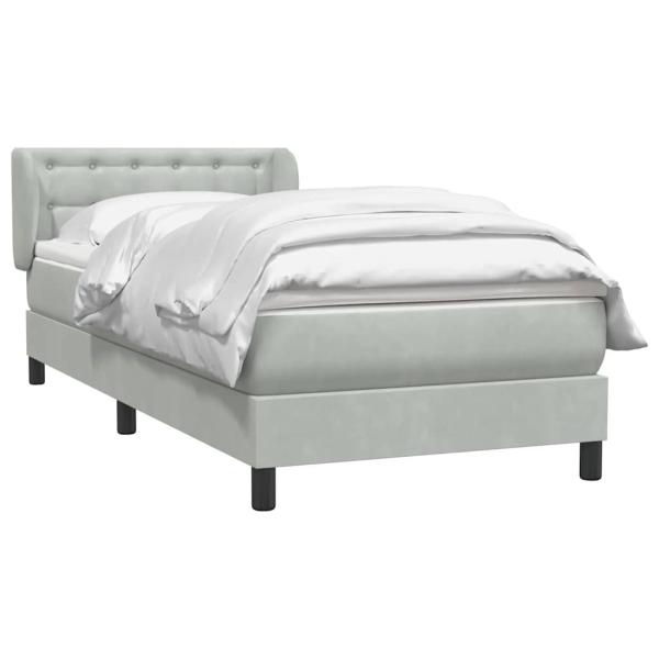 Boxspringbett mit Matratze Hellgrau 80x220 cm Samt