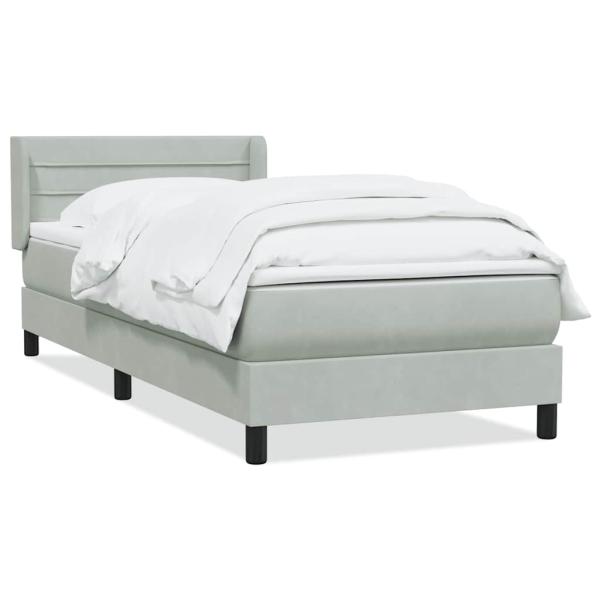 Boxspringbett mit Matratze Hellgrau 80x220 cm Samt