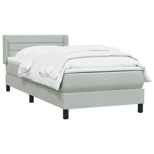 Boxspringbett mit Matratze Hellgrau 80x220 cm Samt
