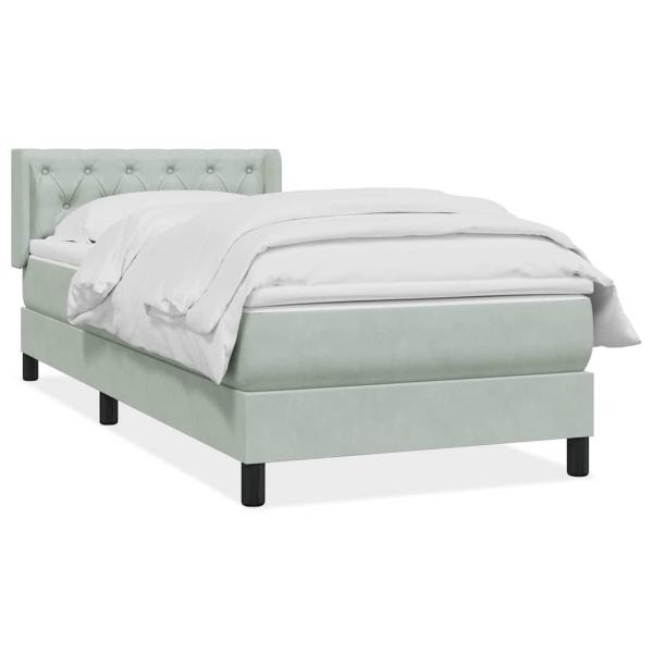 ARDEBO.de - Boxspringbett mit Matratze Hellgrau 80x220 cm Samt