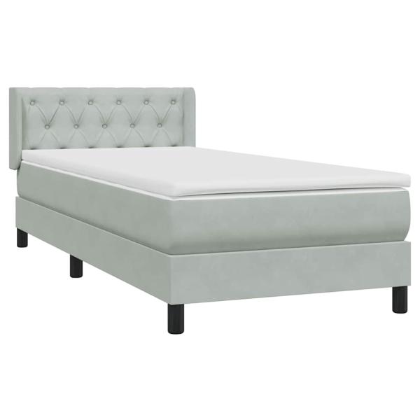 Boxspringbett mit Matratze Hellgrau 80x220 cm Samt