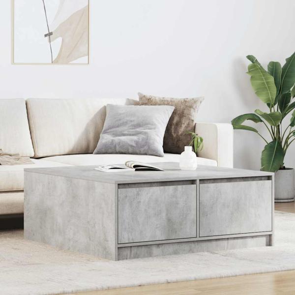ARDEBO.de - Couchtisch mit Schubladen Betongrau 100x100x40 cm