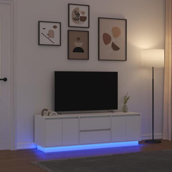 ARDEBO.de - TV-Schrank mit LED-Leuchten Weiß 160,5x41x50 cm