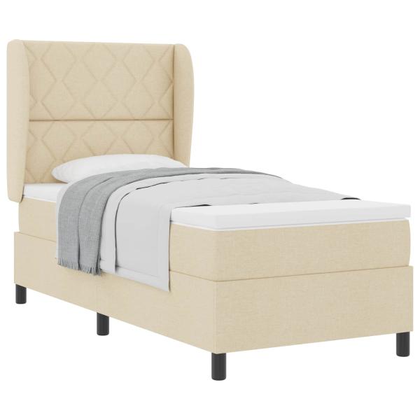 Boxspringbett mit Kopfteil Creme 90 x 200 cm Stoff