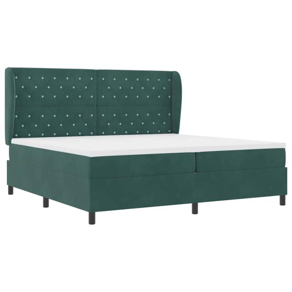 Boxspringbett mit Kopfteil Dunkelgrün 200 x 200 cm Samt