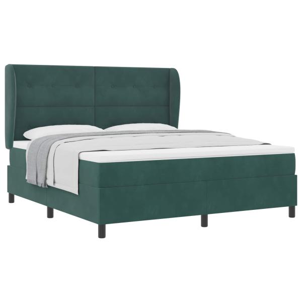 Boxspringbett mit Kopfteil Dunkelgrün 200 x 180 cm Samt