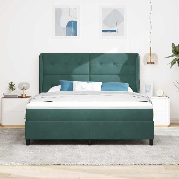 Boxspringbett mit Kopfteil Dunkelgrün 200 x 180 cm Samt
