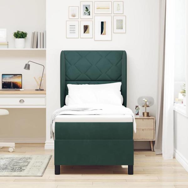 Boxspringbett mit Kopfteil Dunkelgrün 200 x 80 cm Samt