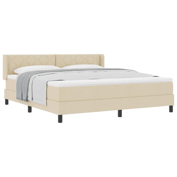 Boxspringbett mit Kopfteil Creme 200 x 180 cm Stoff