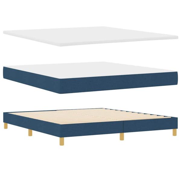 Boxspringbett mit Kopfteil Blau 200 x 180 cm Stoff