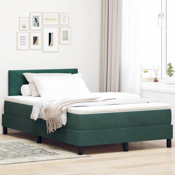 ARDEBO.de - LED Boxspringbett mit Kopfteil Dunkelgrün 120 x 190 cm Samt