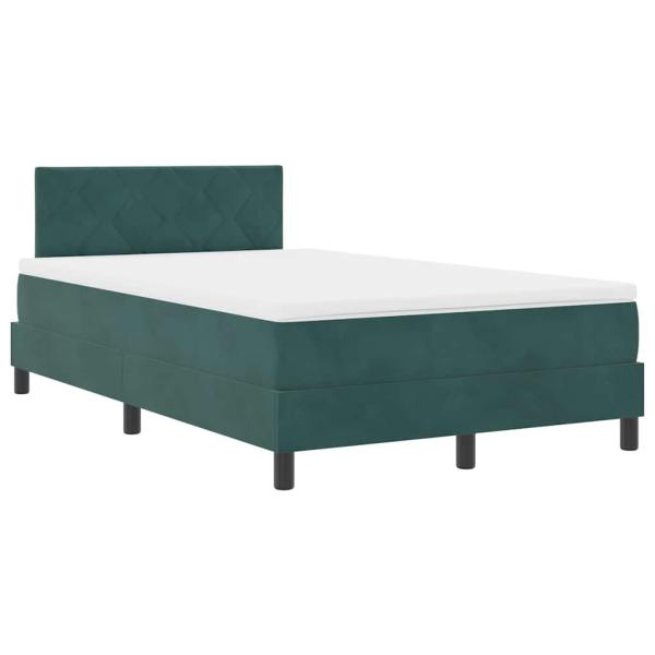 LED Boxspringbett mit Kopfteil Dunkelgrün 120 x 190 cm Samt
