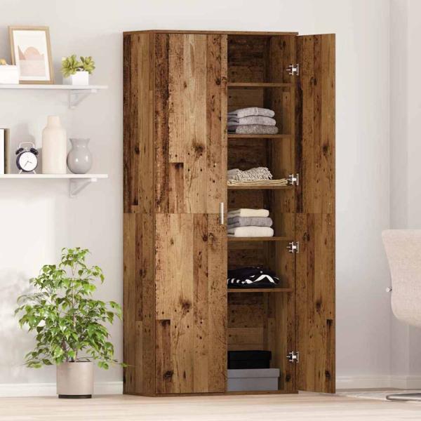 ARDEBO.de - Highboard 80 x 35 x 180 cm Holzwerkstoff Altholz