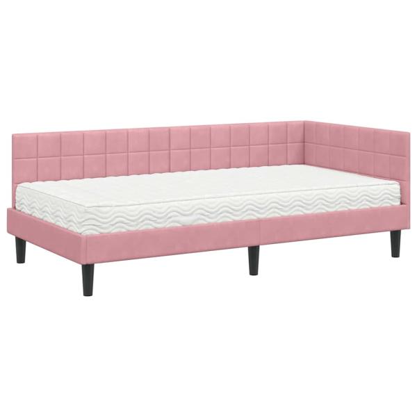 Eckbettgestell mit Matratze 2 stk. Rosa 90 x 200 cm Samt