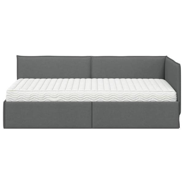 Eckbettgestell mit Matratze 2 stk. Dunkelgrau 90 x 190 cm Samt