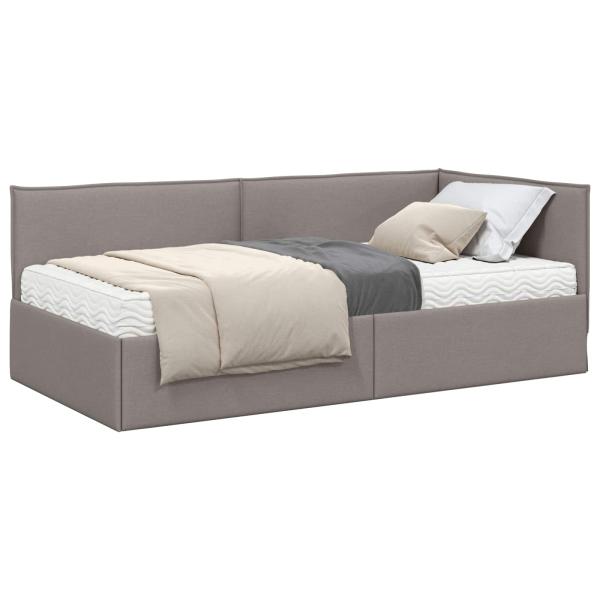 Eckbettgestell mit Matratze 2 stk. Taupe 90 x 190 cm Samt