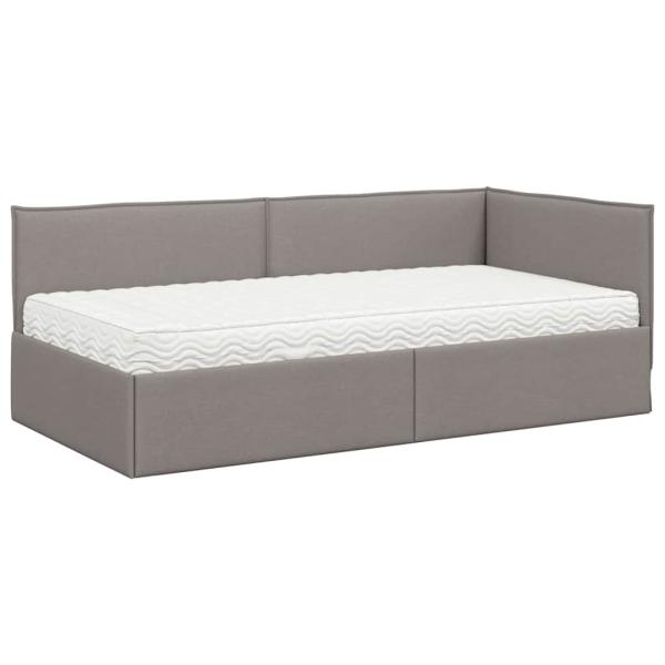 Eckbettgestell mit Matratze 2 stk. Taupe 90 x 190 cm Samt
