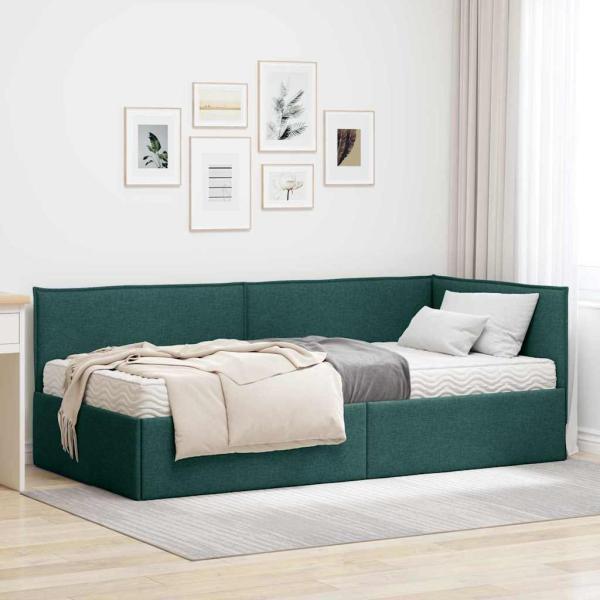 ARDEBO.de - Eckbettgestell mit Matratze 2 stk. Dunkelgrün 90 x 200 cm Samt