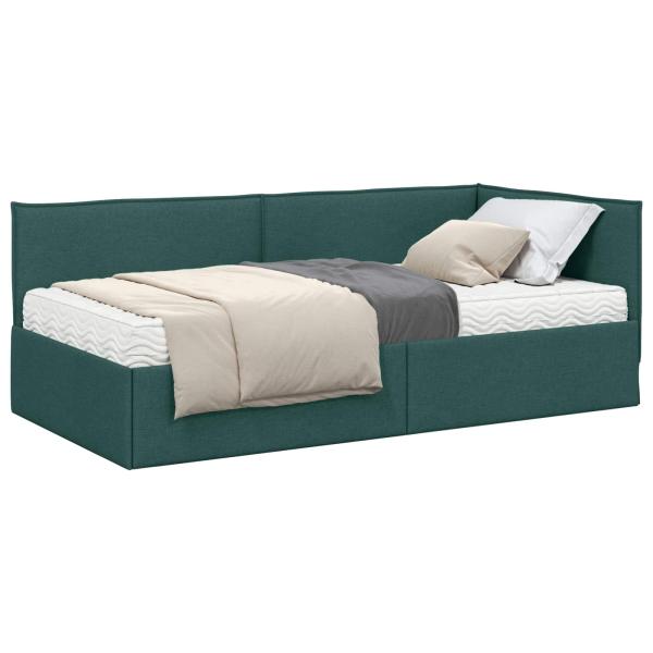 Eckbettgestell mit Matratze 2 stk. Dunkelgrün 90 x 200 cm Samt
