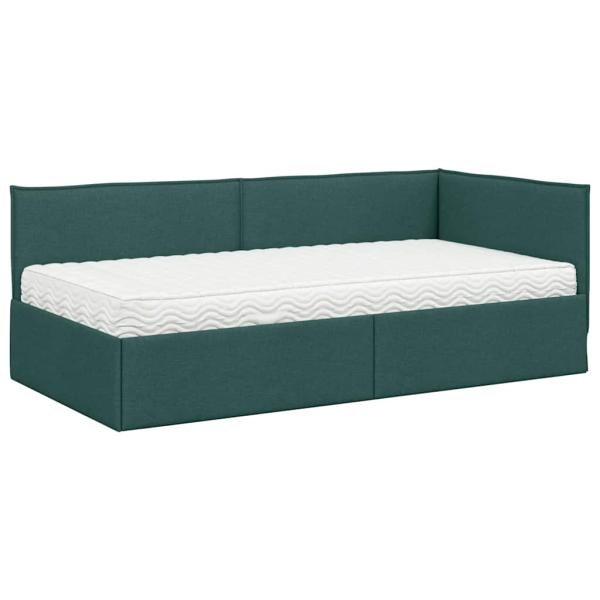 Eckbettgestell mit Matratze 2 stk. Dunkelgrün 90 x 200 cm Samt