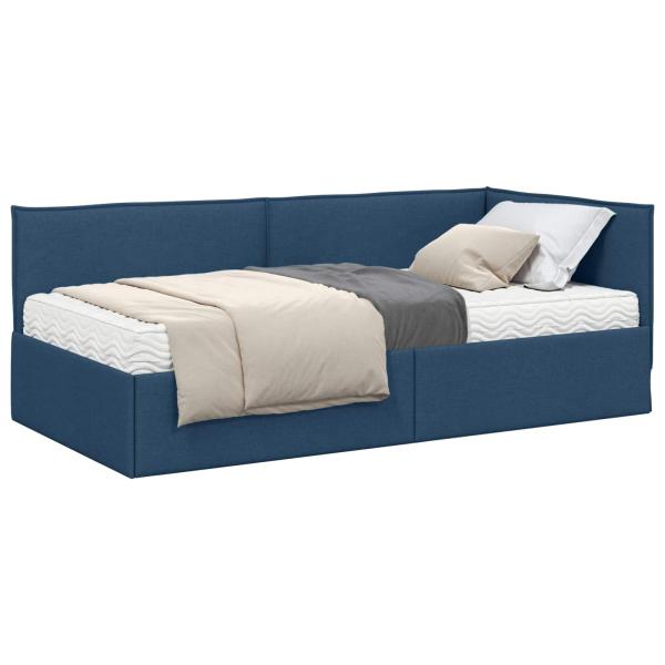 Eckbettgestell mit Matratze 2 stk. Blau 90 x 200 cm Samt