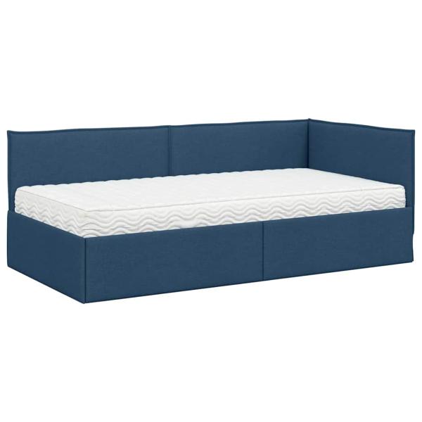 Eckbettgestell mit Matratze 2 stk. Blau 90 x 200 cm Samt