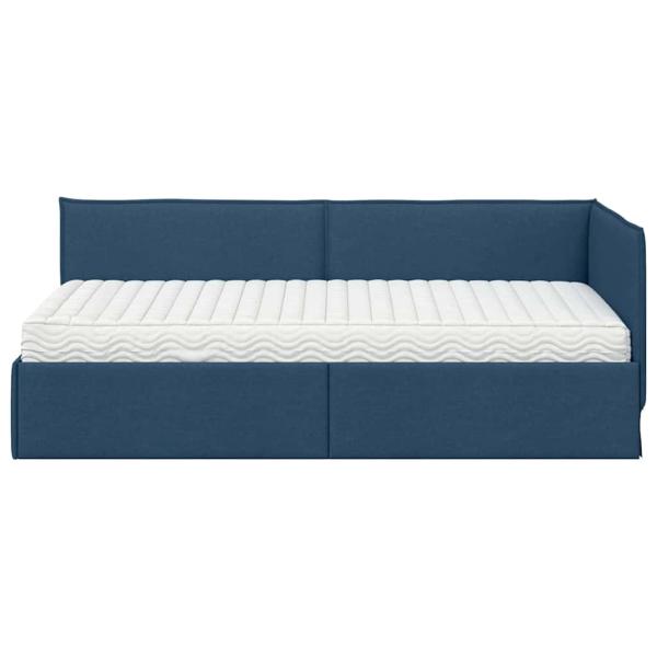 Eckbettgestell mit Matratze 2 stk. Blau 90 x 200 cm Samt