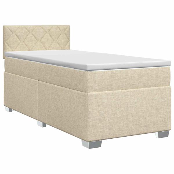 Boxspringbett mit Matratze mit Kopfteil Creme 90 x 200 cm Stoff