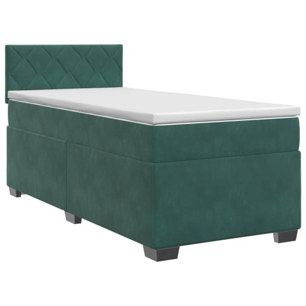 Boxspringbett mit Matratze Dunkelgrün 100 x 200 cm Samt