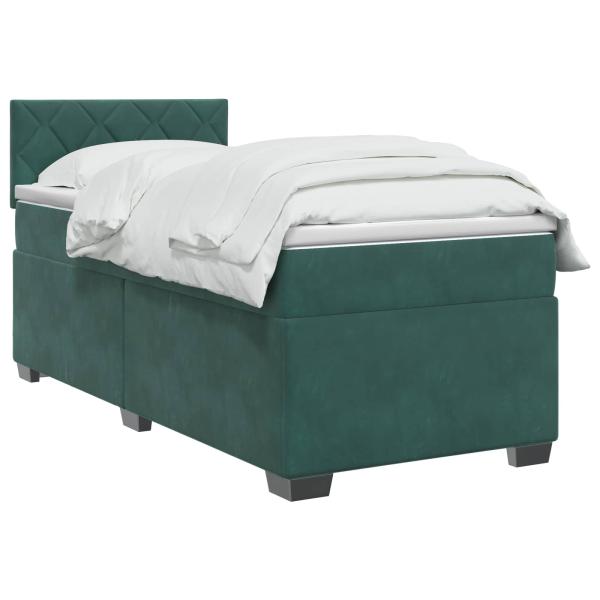 Boxspringbett mit Matratze Dunkelgrün 100 x 200 cm Samt