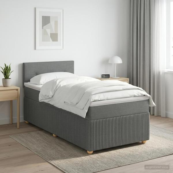 ARDEBO.de - Boxspringbett mit Matratze Dunkelgrau 90 x 200 cm Stoff
