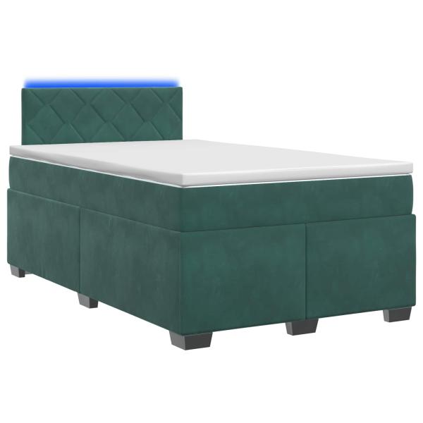 Boxspringbett mit Matratze und LED Dunkelgrün 120 x 190 cm Samt