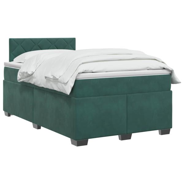 Boxspringbett mit Matratze und LED Dunkelgrün 120 x 190 cm Samt