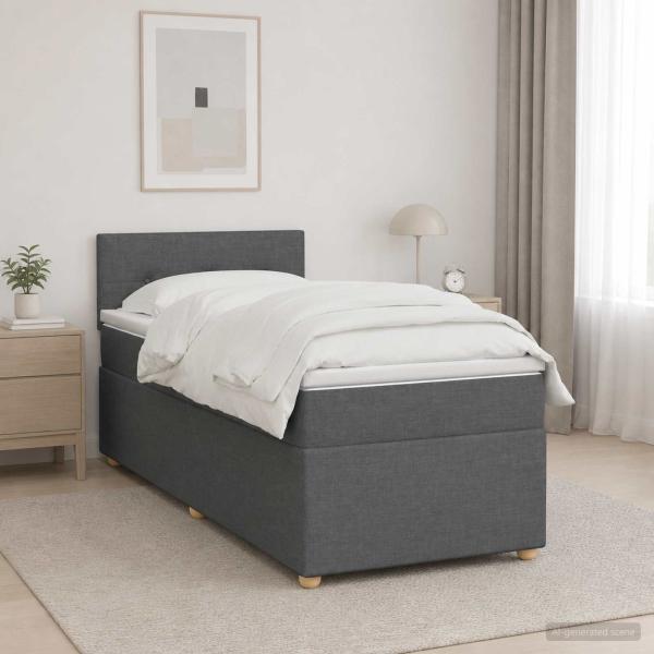 Boxspringbett mit Matratze Dunkelgrau 90 x 200 cm Stoff