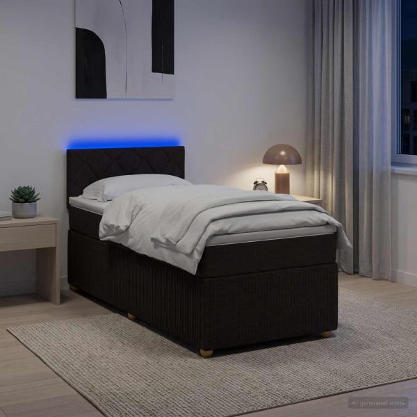 ARDEBO.de - Boxspringbett mit Matratze Dunkelbraun 90 x 200 cm Stoff