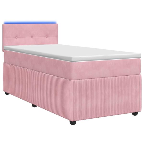 Boxspringbett mit Matratze mit Kopfteil Rosa 90 x 200 cm Samt
