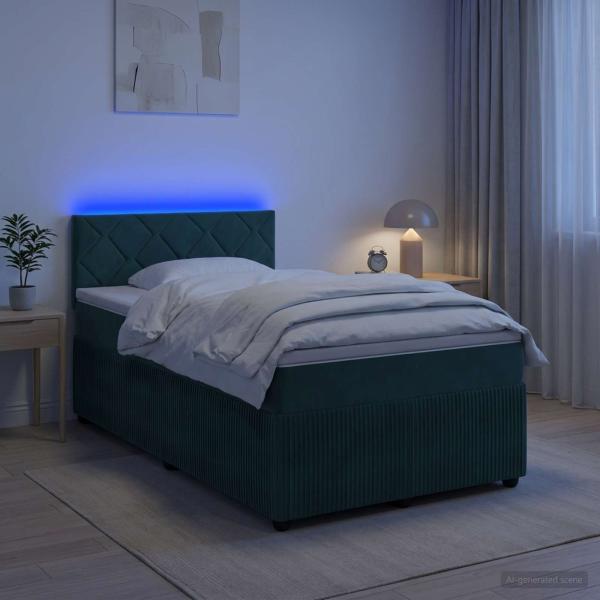 Boxspringbett mit Matratze Dunkelgr?n 120 x 190 cm Samt