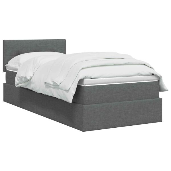 LED-Speicherbett mit Matratze Dunkelgrau 90 x 200 cm Stoff