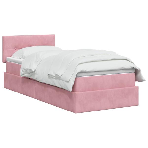 LED-Speicherbett mit Matratze Rosa 90 x 200 cm Samt