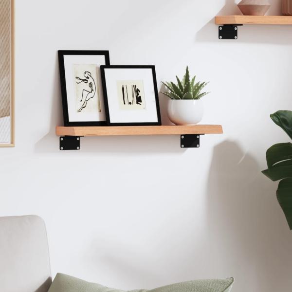Wandregal Hellbraun 40x10x2 cm Massivholz Eiche Behandelt