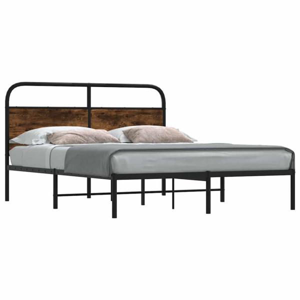 ARDEBO.de - Bettgestell ohne Matratze 135x190 cm Räuchereiche Holzwerkstoff