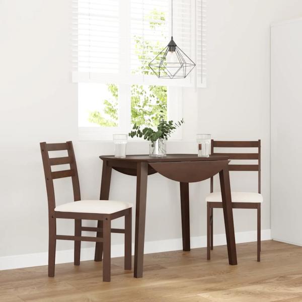 ARDEBO.de - Esszimmerst?hle mit Kissen 2 Stk. Braun Massivholz Gummibaum