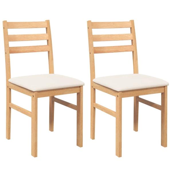 Esszimmerst?hle mit Kissen 2 Stk. Massivholz Gummibaum