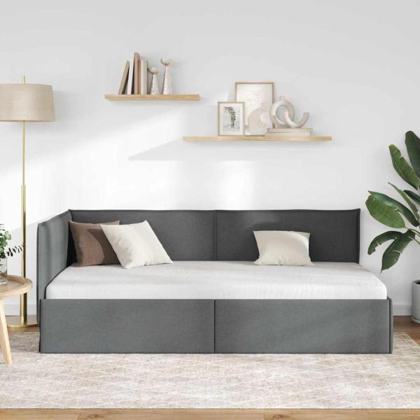 Eckbettgestell Dunkelgrau 90 x 190 cm Stoff
