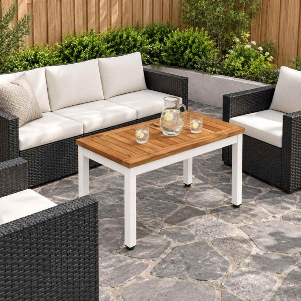 ARDEBO.de - Couchtisch Natürlich und Weiß 60,5 x 30 x 36 cm