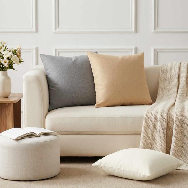 ARDEBO.de - Wurfkissen 2 stk. HEERLEN Creme 45 x 45 cm Stoff