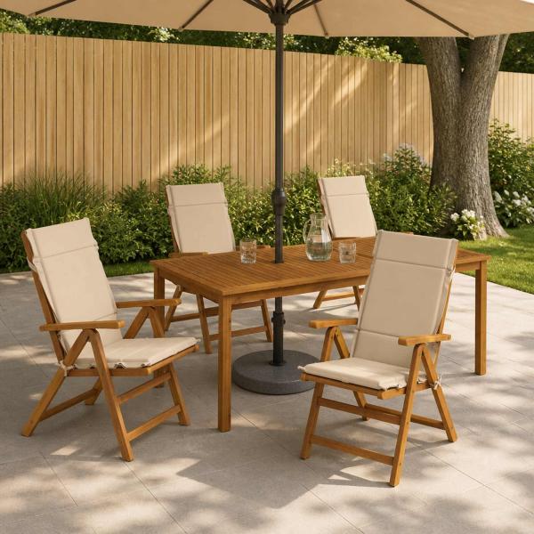 ARDEBO.de - Hochlehner-Auflage GEMERT 6 stk. 100 % Polyester Creme