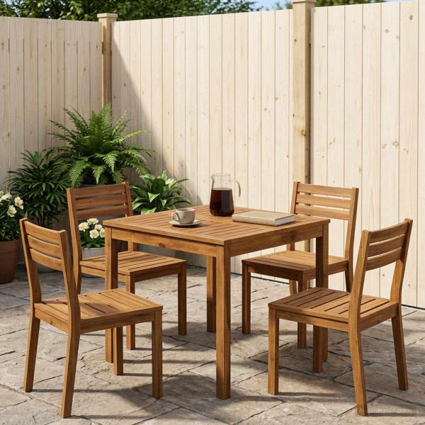 ARDEBO.de - Gartentisch LAREN Natur 70 x 68,5 x 75 cm Massivholz Akazie